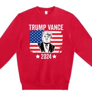 Trump Vance 2024 Retro Featuring Trump And Jd Vance Donald Trump 2024 Premium Crewneck Sweatshirt