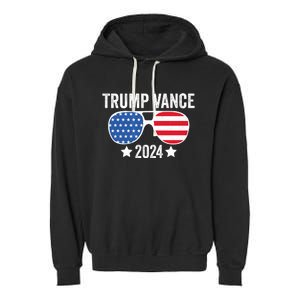 Trump Vance 2024 Retro Featuring Trump And Jd Vance Donald Trump 2024 Garment-Dyed Fleece Hoodie