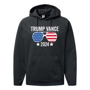 Trump Vance 2024 Retro Featuring Trump And Jd Vance Donald Trump 2024 Performance Fleece Hoodie