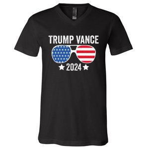 Trump Vance 2024 Retro Featuring Trump And Jd Vance Donald Trump 2024 V-Neck T-Shirt