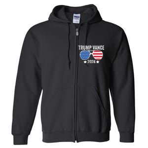 Trump Vance 2024 Retro Featuring Trump And Jd Vance Donald Trump 2024 Full Zip Hoodie