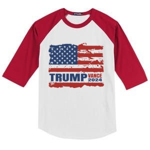 Trump Vance 2024 Presidential Campaign Us Flag Gift Kids Colorblock Raglan Jersey