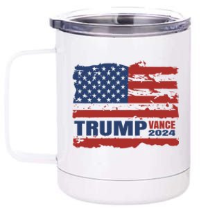 Trump Vance 2024 Presidential Campaign Us Flag Gift 12 oz Stainless Steel Tumbler Cup