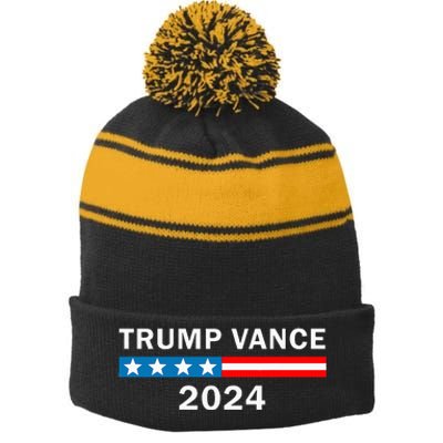 Trump Vance 2024 For President Vp Usa Republican Election Stripe Pom Pom Beanie