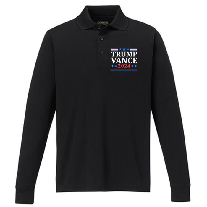 Trump Vance 2024 For President Vp Usa Election Patriotic Performance Long Sleeve Polo