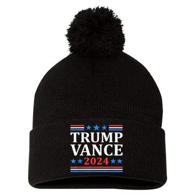 Trump Vance 2024 For President Vp Usa Election Patriotic Pom Pom 12in Knit Beanie