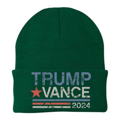 Trump Vance 2024 Retro Stripe Trump Jd Vance Knit Cap Winter Beanie