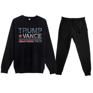 Trump Vance 2024 Retro Stripe Trump Jd Vance Premium Crewneck Sweatsuit Set