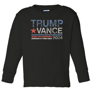 Trump Vance 2024 Retro Stripe Trump Jd Vance Toddler Long Sleeve Shirt