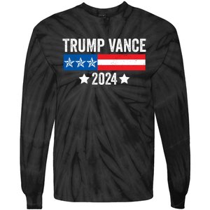 Trump Vance 2024 Retro Featuring Trump And Jd Vance Donald Trump 2024 Tie-Dye Long Sleeve Shirt