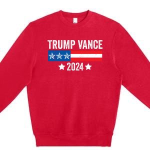 Trump Vance 2024 Retro Featuring Trump And Jd Vance Donald Trump 2024 Premium Crewneck Sweatshirt