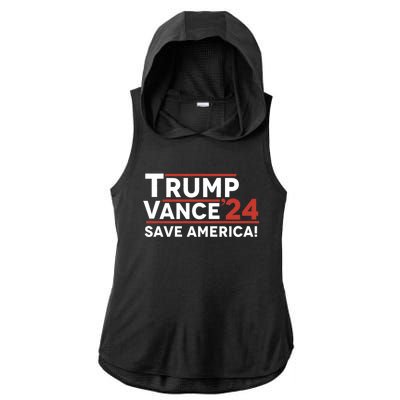 Trump Vance 2024 Save America Ladies PosiCharge Tri-Blend Wicking Draft Hoodie Tank