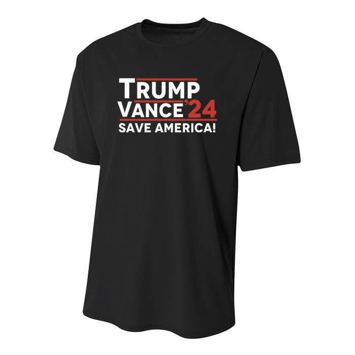 Trump Vance 2024 Save America Youth Performance Sprint T-Shirt