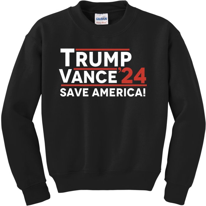 Trump Vance 2024 Save America Kids Sweatshirt