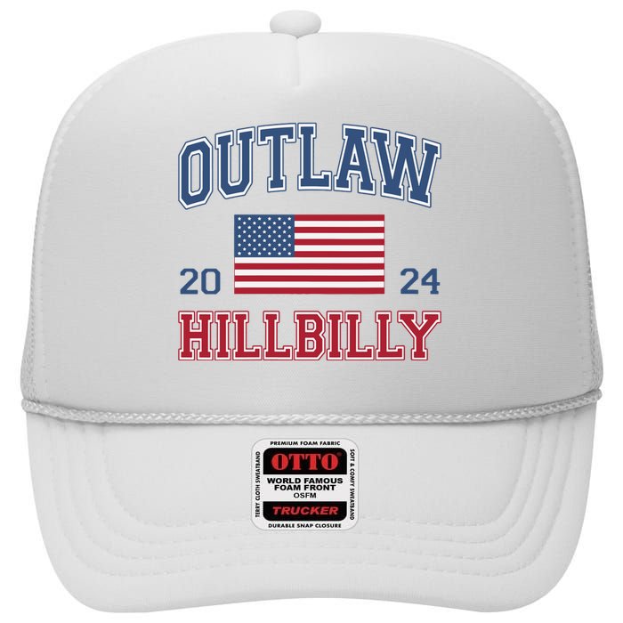 Trump Vance 2024 Donald Trump Jd Vance Outlaw Hillbilly High Crown Mesh Back Trucker Hat