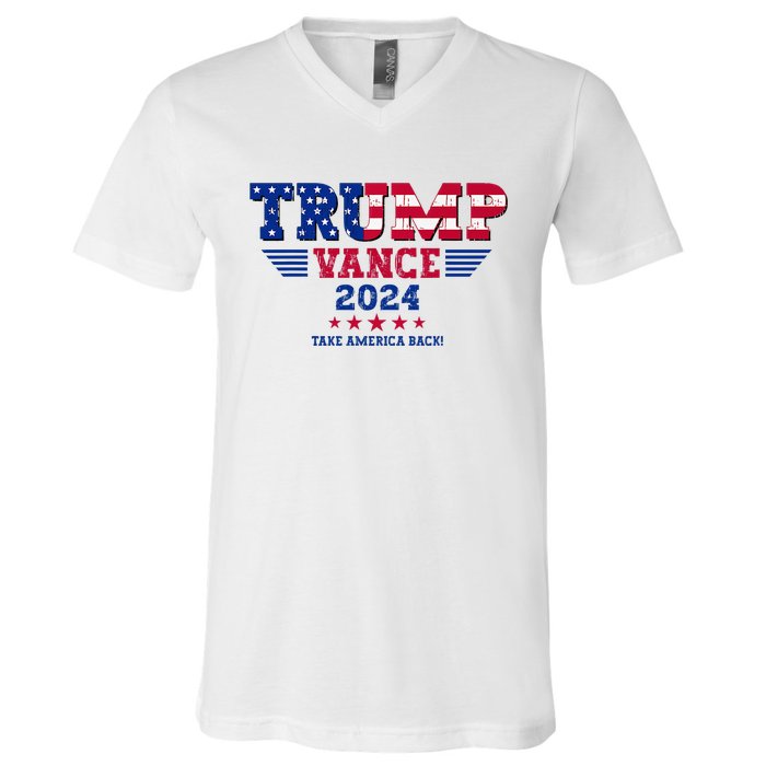 Trump Vance 2024 Take America Back Vice President Election V-Neck T-Shirt