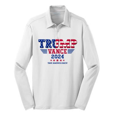 Trump Vance 2024 Take America Back Vice President Election Silk Touch Performance Long Sleeve Polo