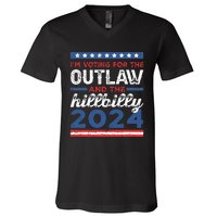 Trump Vance 2024 Outlaw Hillbilly Vintage Us Flag V-Neck T-Shirt