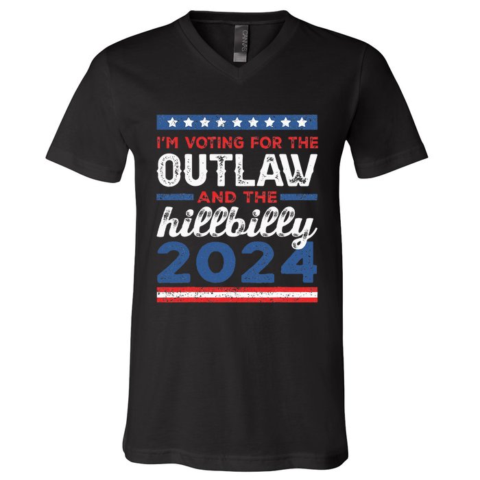 Trump Vance 2024 Outlaw Hillbilly Vintage Us Flag V-Neck T-Shirt