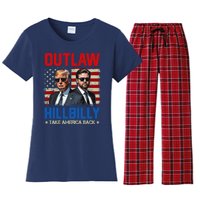 Trump Vance 2024 Outlaw Hillbilly Us Flag Vintage Elections Women's Flannel Pajama Set