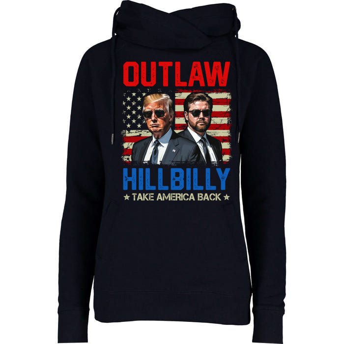 Trump Vance 2024 Outlaw Hillbilly Us Flag Vintage Elections Womens Funnel Neck Pullover Hood