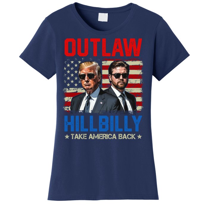 Trump Vance 2024 Outlaw Hillbilly Us Flag Vintage Elections Women's T-Shirt