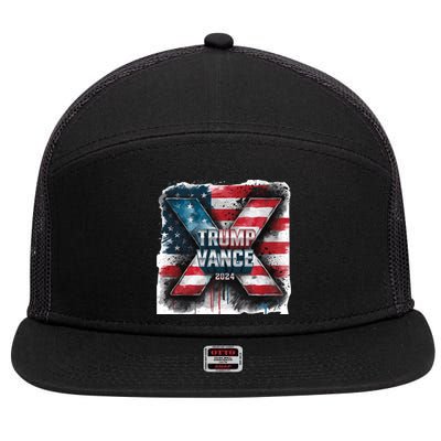 Trump Vance 2024 X Design 7 Panel Mesh Trucker Snapback Hat