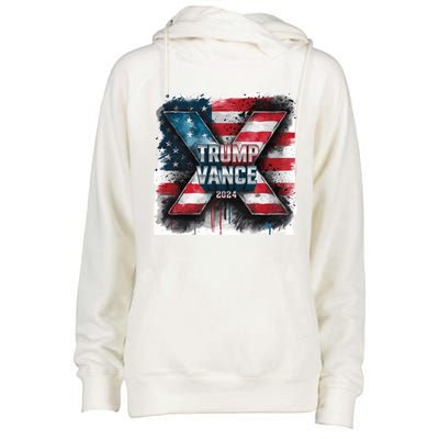 Trump Vance 2024 X Design Womens Funnel Neck Pullover Hood