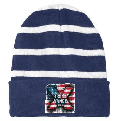 Trump Vance 2024 X Design Striped Beanie with Solid Band