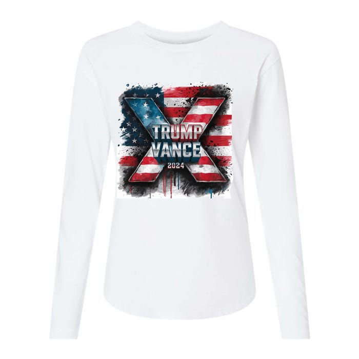 Trump Vance 2024 X Design Womens Cotton Relaxed Long Sleeve T-Shirt