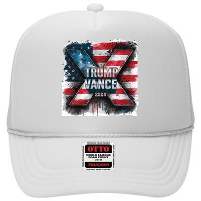 Trump Vance 2024 X Design High Crown Mesh Back Trucker Hat