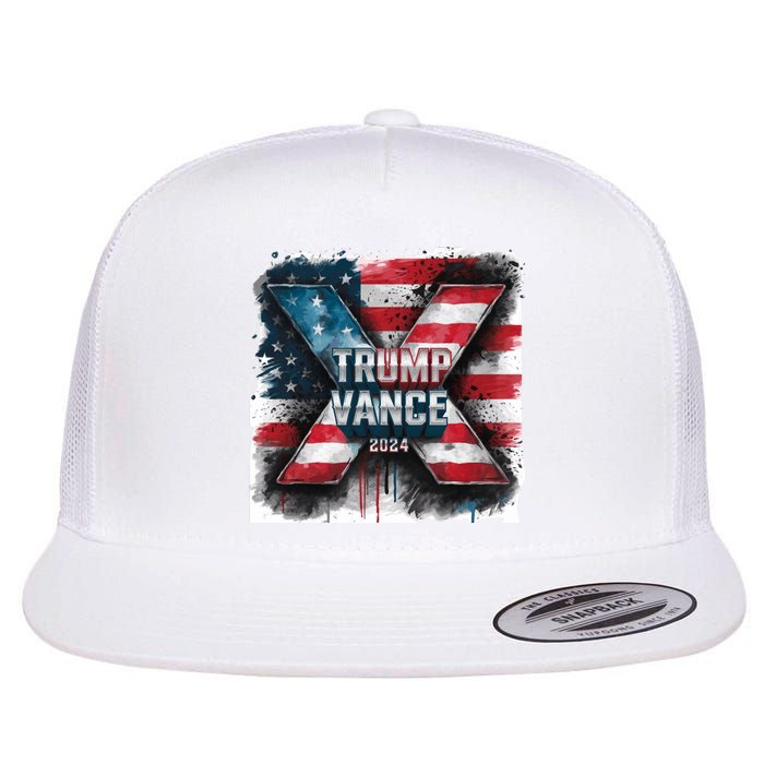 Trump Vance 2024 X Design Flat Bill Trucker Hat