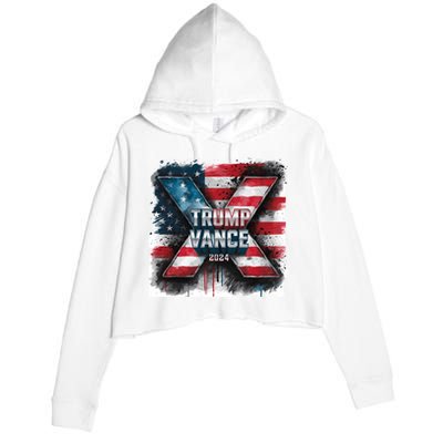 Trump Vance 2024 X Design Crop Fleece Hoodie