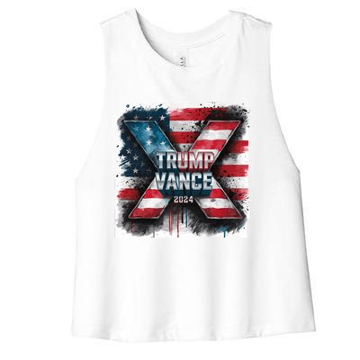 Trump Vance 2024 X Design Women's Racerback Cropped Tank