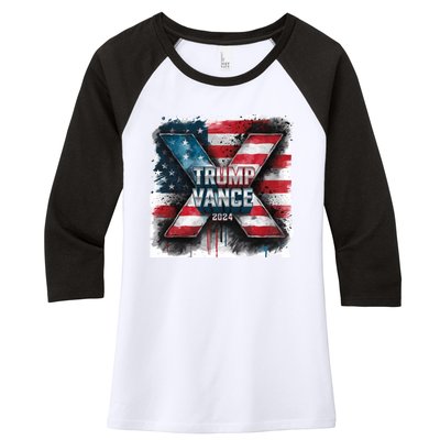 Trump Vance 2024 X Design Women's Tri-Blend 3/4-Sleeve Raglan Shirt