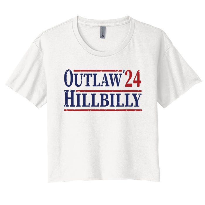 Trump Vance 2024 Outlaw Hillbilly Us Flag Vintage Women's Crop Top Tee