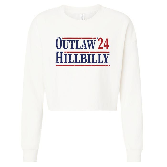 Trump Vance 2024 Outlaw Hillbilly Us Flag Vintage Cropped Pullover Crew