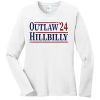 Trump Vance 2024 Outlaw Hillbilly Us Flag Vintage Ladies Long Sleeve Shirt