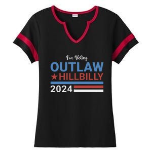 Trump Vance 2024 Outlaw Hillbilly 2024 Funny Conservative Ladies Halftime Notch Neck Tee