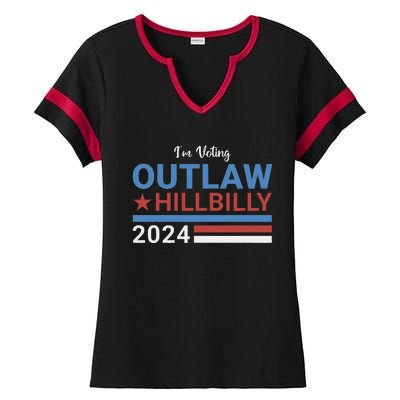 Trump Vance 2024 Outlaw Hillbilly 2024 Funny Conservative Ladies Halftime Notch Neck Tee