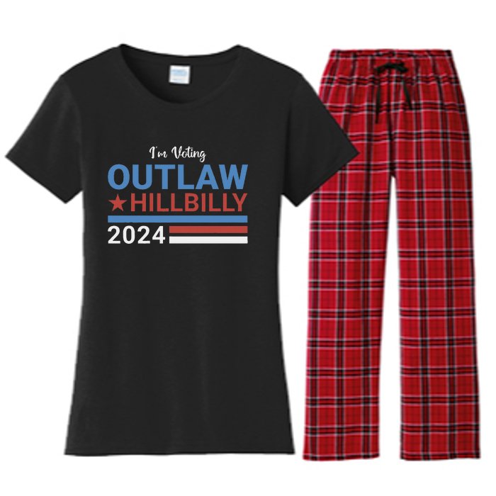 Trump Vance 2024 Outlaw Hillbilly 2024 Funny Conservative Women's Flannel Pajama Set