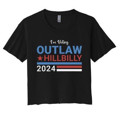 Trump Vance 2024 Outlaw Hillbilly 2024 Funny Conservative Women's Crop Top Tee