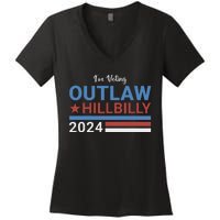 Trump Vance 2024 Outlaw Hillbilly 2024 Funny Conservative Women's V-Neck T-Shirt