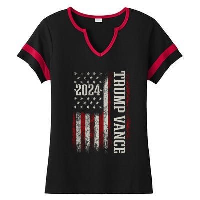 Trump Vance 2024 President Trump Supporter Re Election Ladies Halftime Notch Neck Tee