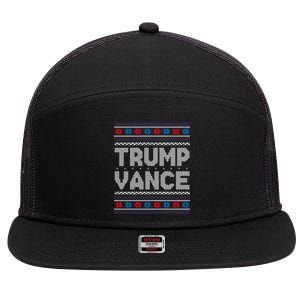 Trump Vance 2024 For President Trump Jd Vance Ugly Christmas Gift 7 Panel Mesh Trucker Snapback Hat