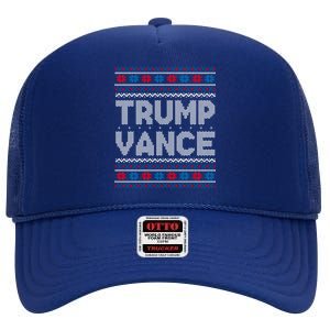 Trump Vance 2024 For President Trump Jd Vance Ugly Christmas Gift High Crown Mesh Back Trucker Hat