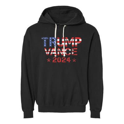 Trump Vance 2024 Vintage Patriotic Garment-Dyed Fleece Hoodie