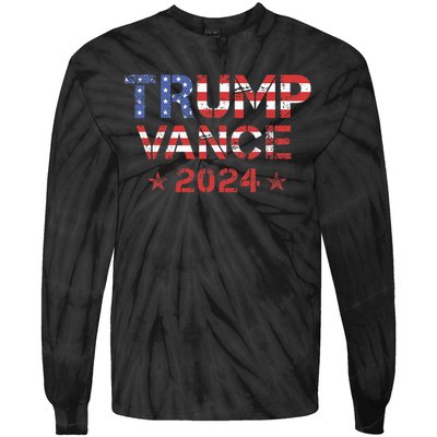 Trump Vance 2024 Vintage Patriotic Tie-Dye Long Sleeve Shirt