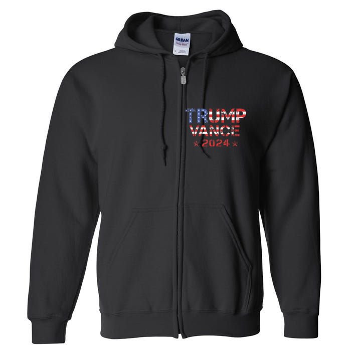 Trump Vance 2024 Vintage Patriotic Full Zip Hoodie