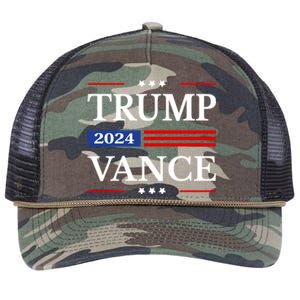 Trump Vance 2024 Election American Flag Usa Flag Donald Trump 2024 President Jd Retro Rope Trucker Hat Cap